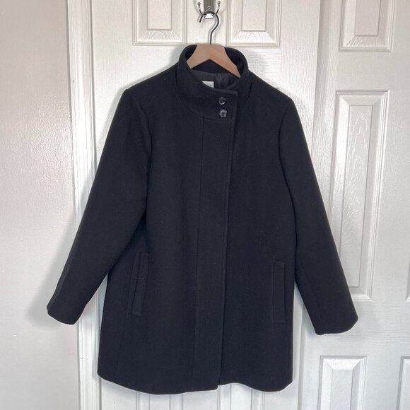 J. Crew Jackets & Blazers - J.Crew Wool Blend High Neck Long Coat with Hidden Zipper Black Size 16
